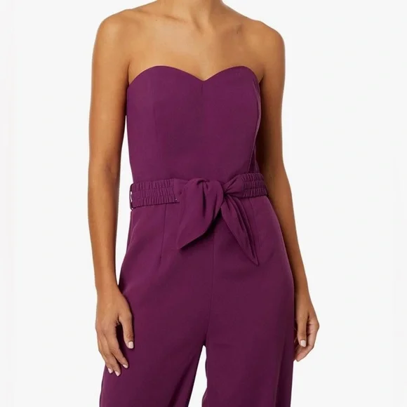 Lilly Pulitzer NWT Size 0 Amazing Burgundy Strapless Wide Leg Pant Jumpsuit - Picture 3 of 15